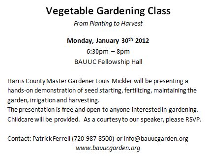 Vegetable Class Flier